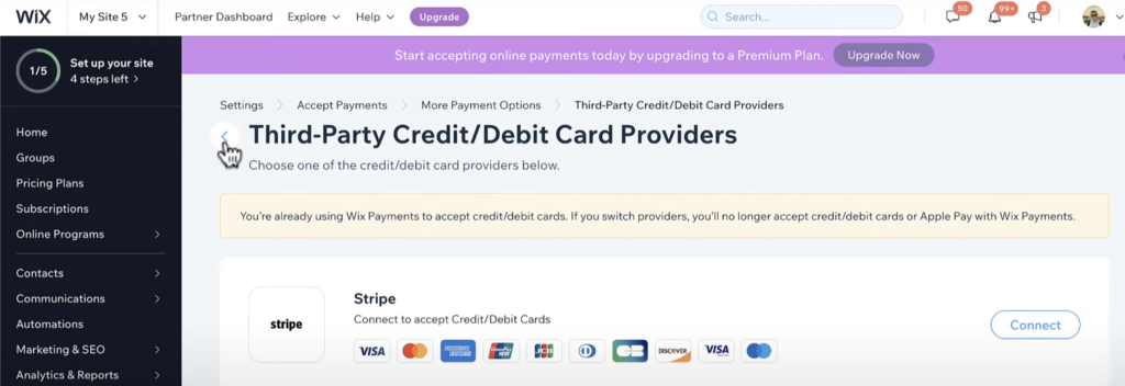 21. Connect Stripe with Wix