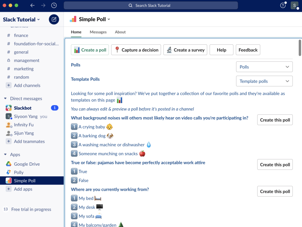 30. Poll on Slack