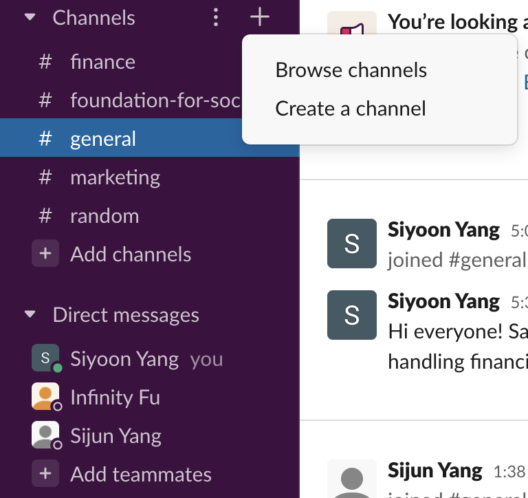 4. Slack channel